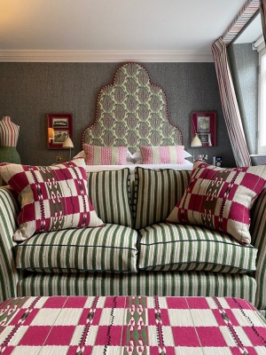 Kit Kemp Chubby Check Fabric in Grey